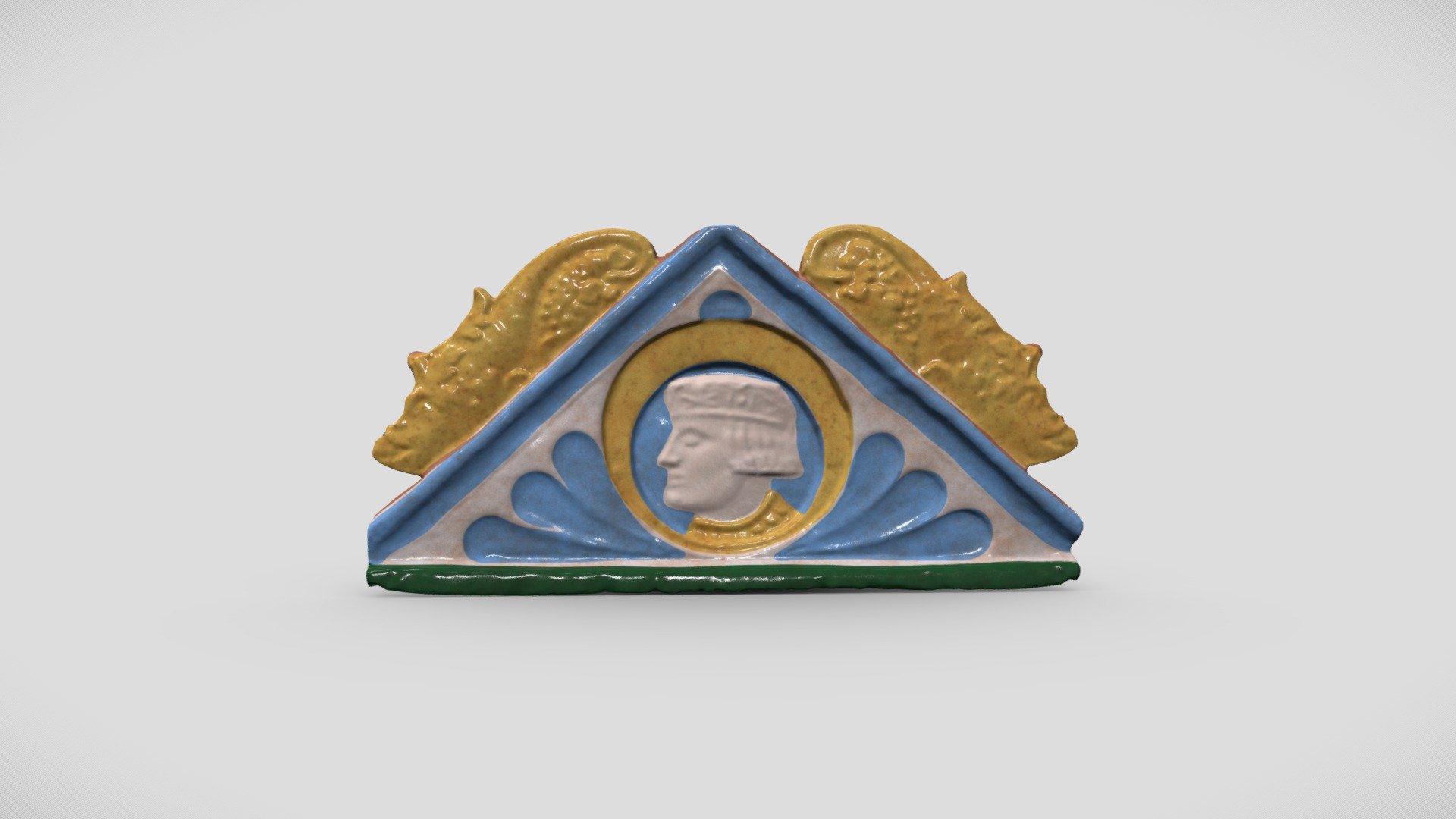 Reconstruction of a coloured stove crowning — Sketchfab embed 3D viewer