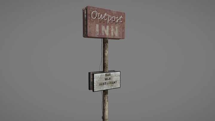 Inn Pole Sign 3D Model