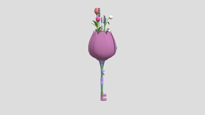 Tulip Plant Character/Pot 3D Model