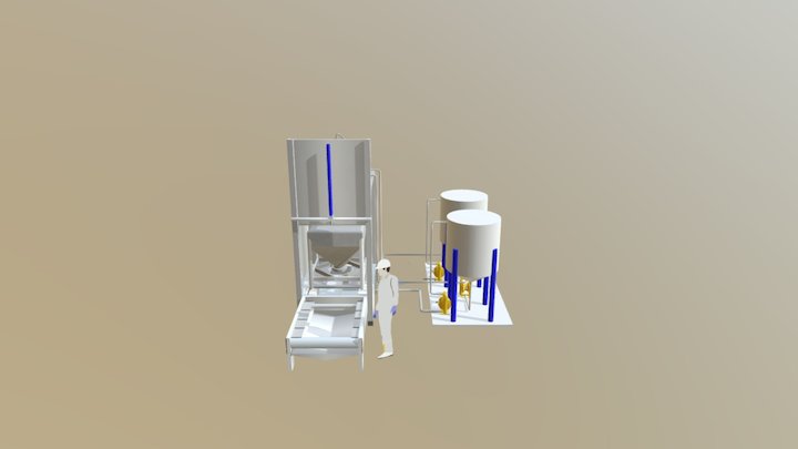 Rotajet Atex Stainless Steel IBC Washer Layout 3D Model