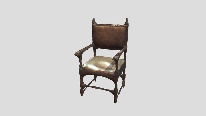 3D Scan of Leather Wood Chair 3D Model