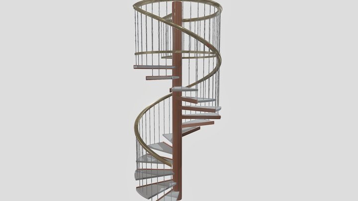 Spiral Stairs Ballestrade Railing 3D Model