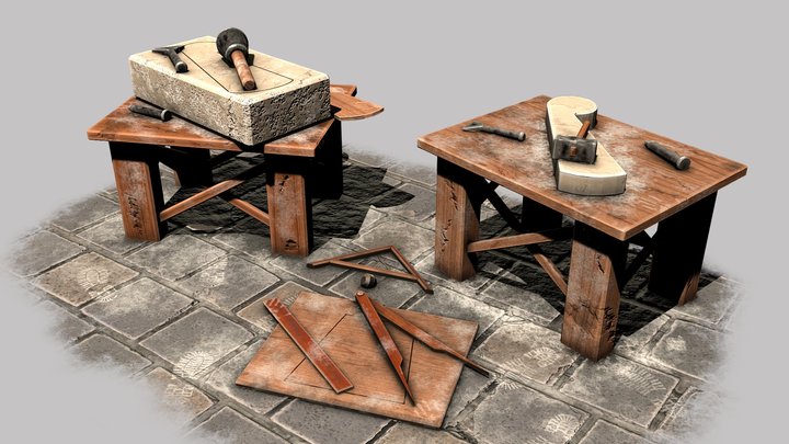 Stone masons workshop - free game asset – Kostenloses 3D-Modell STL