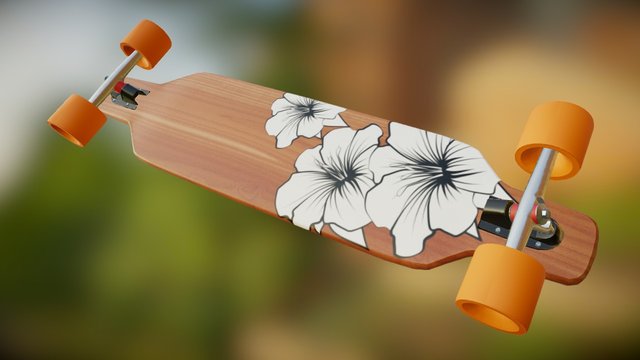 Wooden Longboard 3D Model