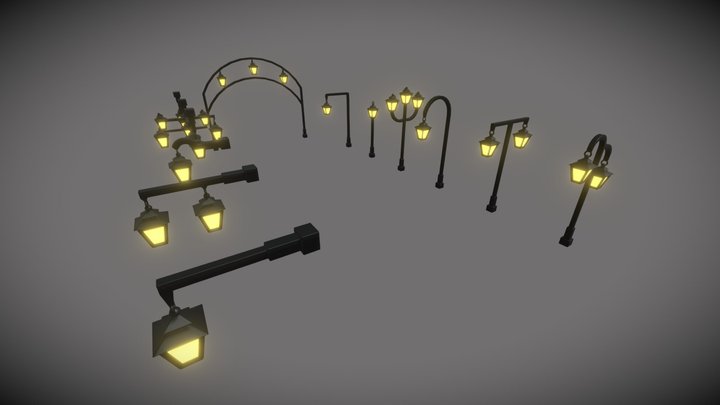old street lamp kit 3D Model