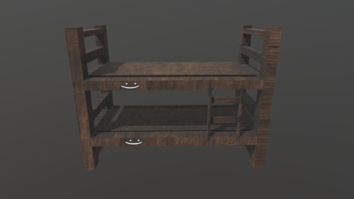 Wooden Bunkbed. 3D Model