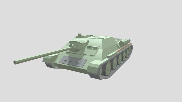 Low-poly SU-85 Soviet tank 3D Model