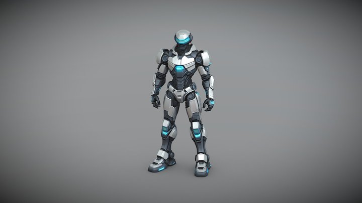 S00016 Futuristic Armored Soldier 3D Model