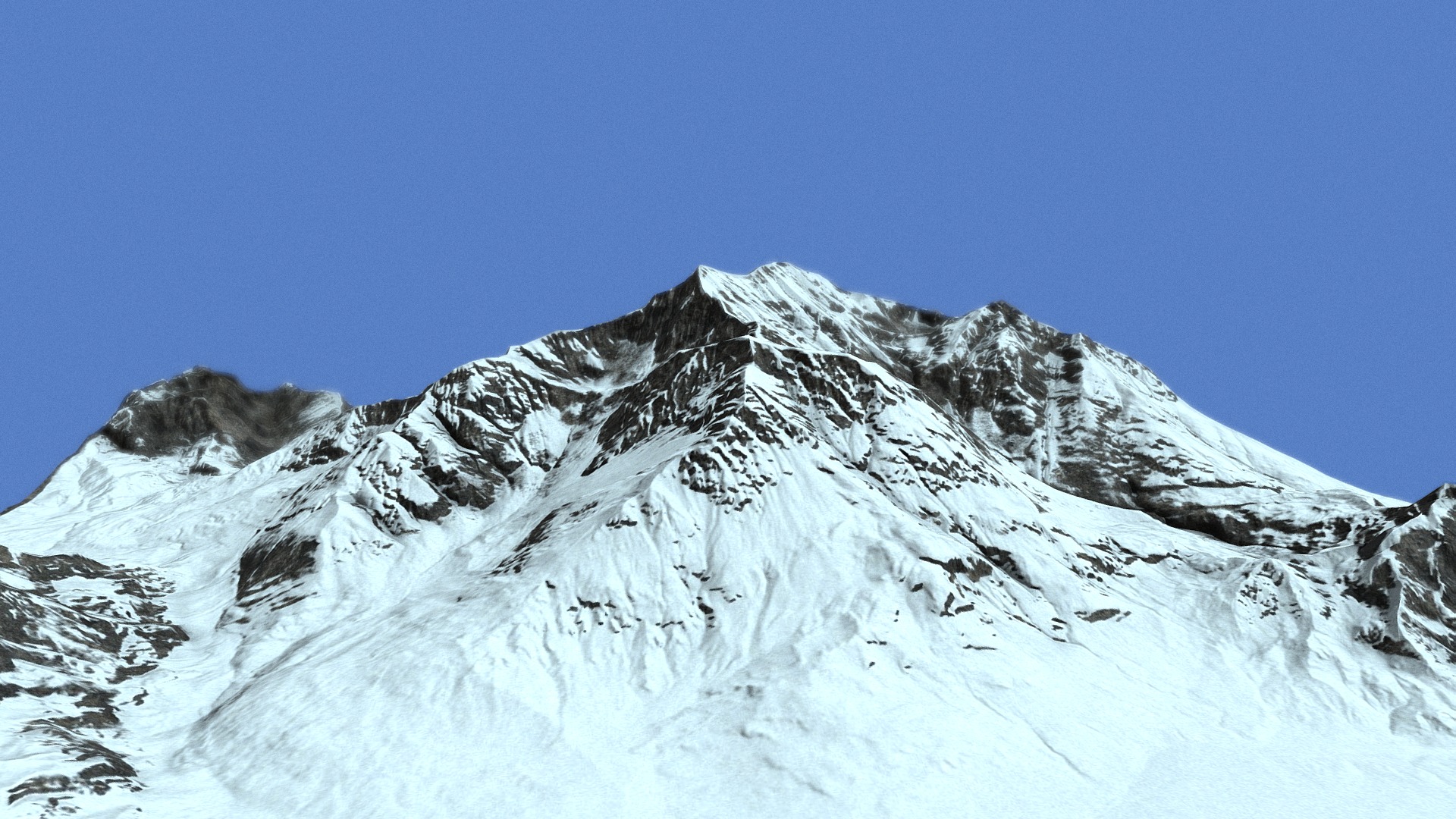 3D model Snow Mountain - This is a 3D model of the Snow Mountain. The 3D model is about a snowy mountain with a blue sky.