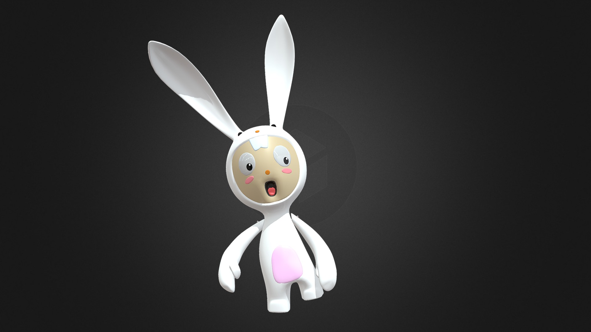 3D model Kelinci - This is a 3D model of the Kelinci. The 3D model is about a white toy with wings.