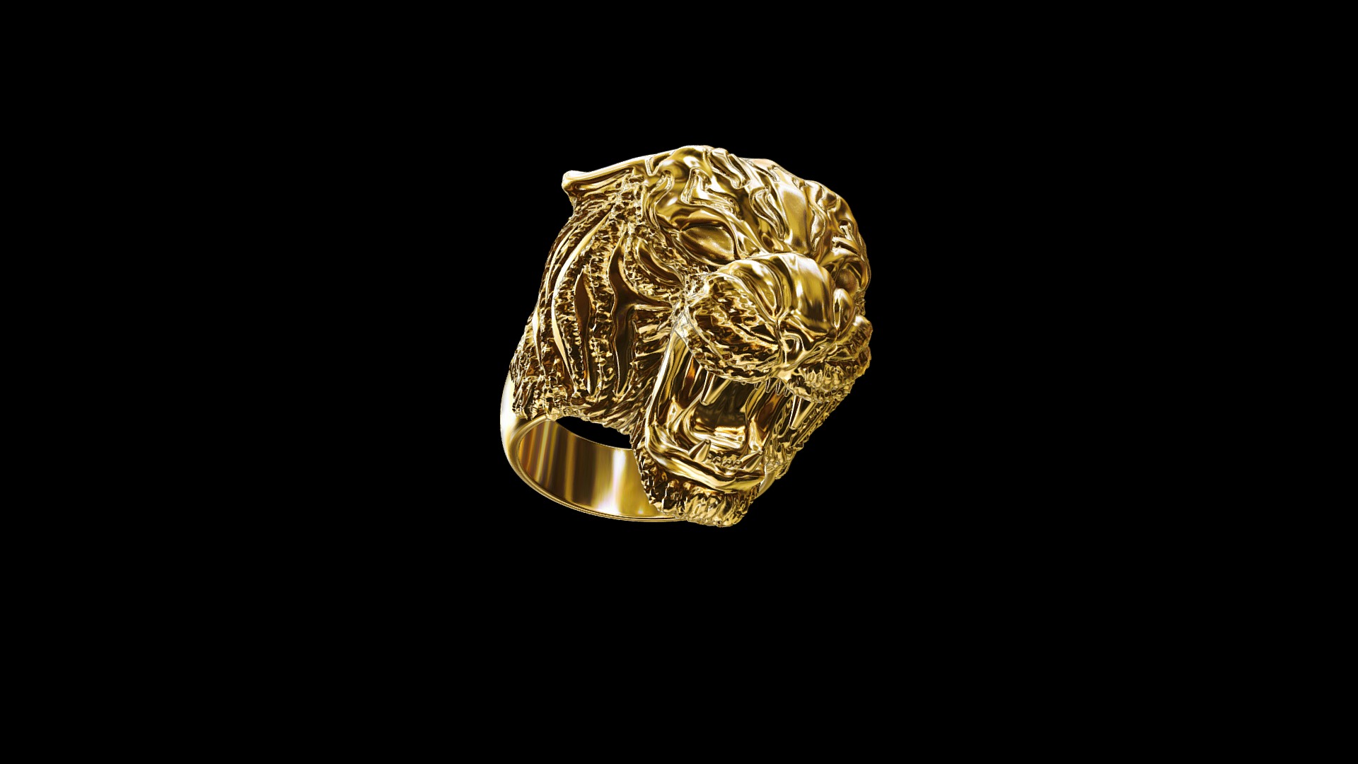 3D model Tiger Ring - This is a 3D model of the Tiger Ring. The 3D model is about a gold and black logo.