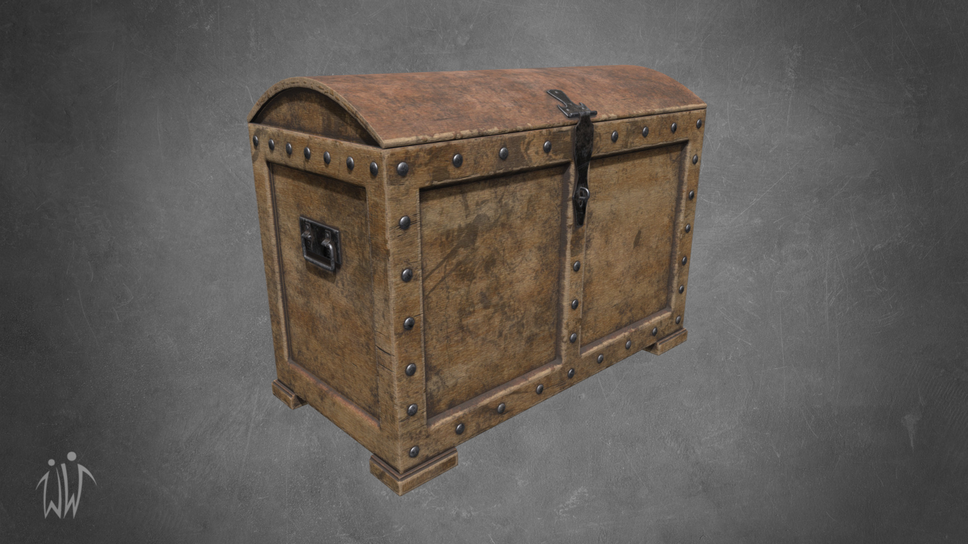3D model Old Chest - This is a 3D model of the Old Chest. The 3D model is about a wooden box with a hole in it.