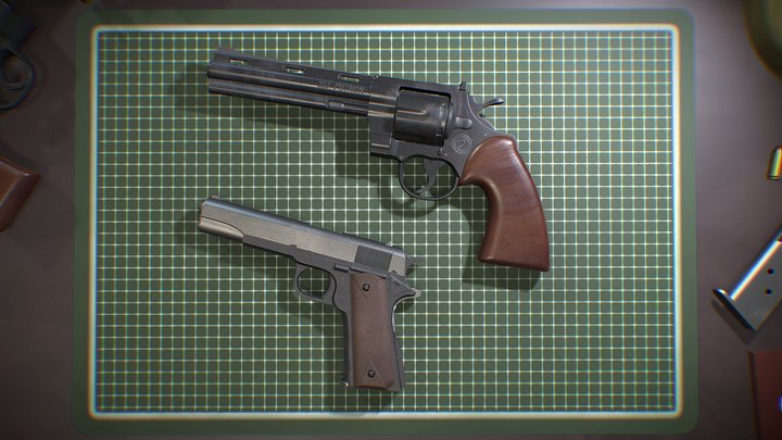 Cold war Pistols 3D Model