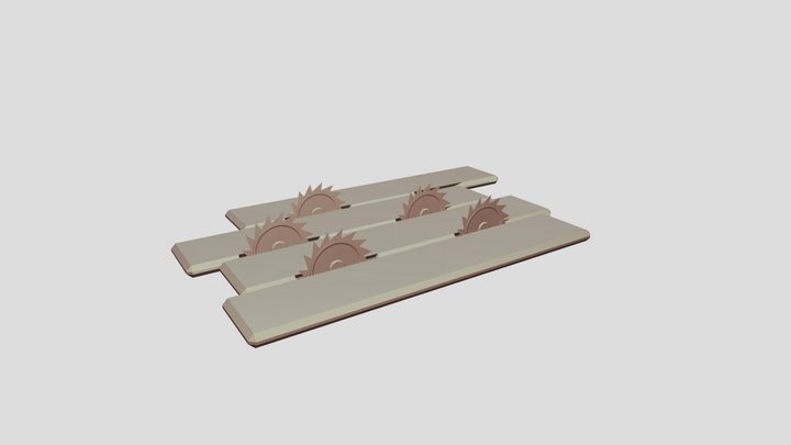 Saw Trap Inside Wood 3D Model