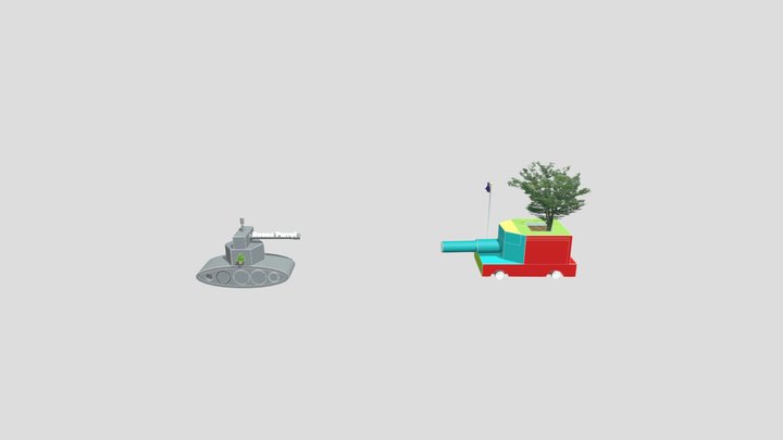Tankid ja puu 3D Model