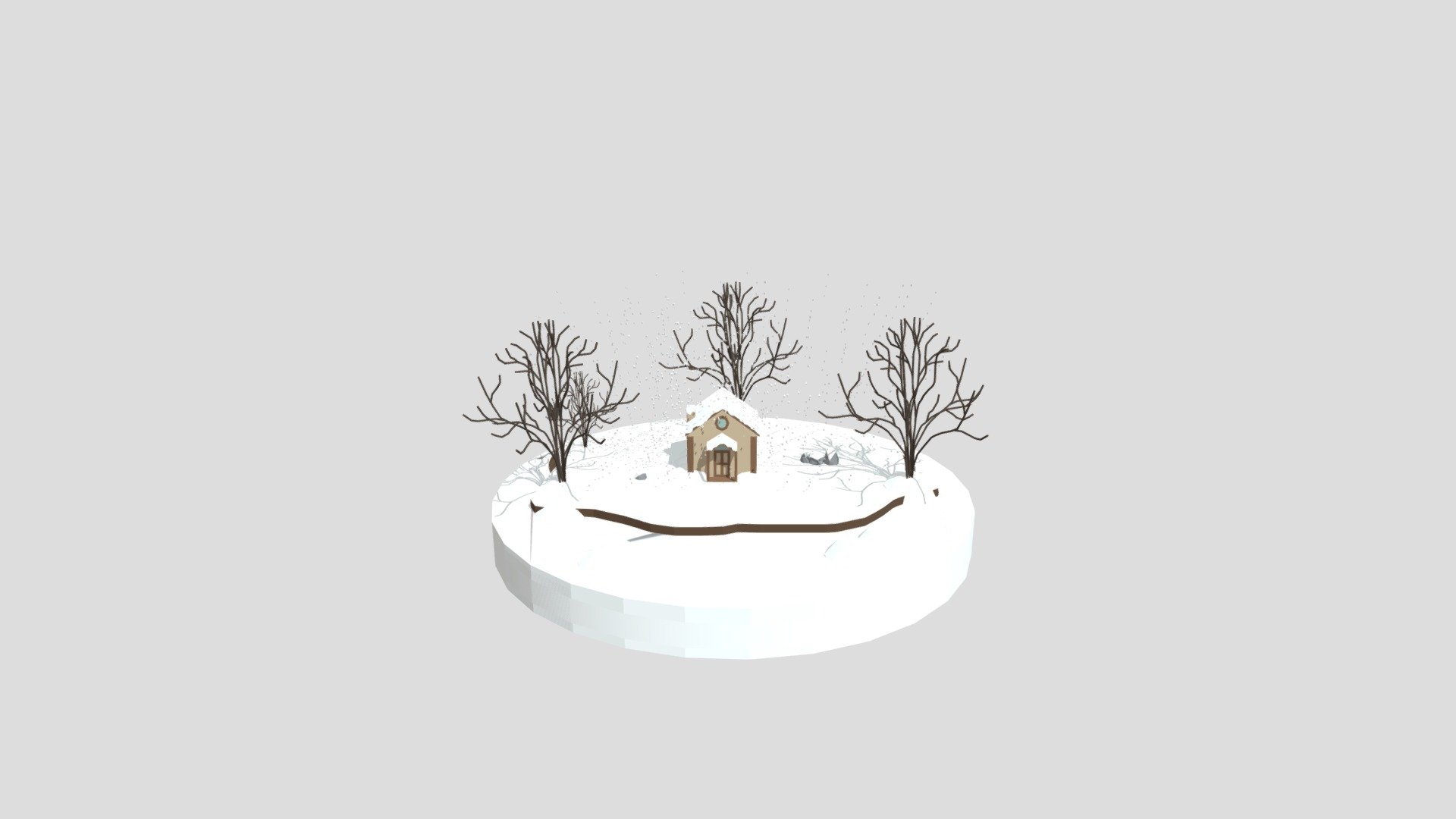 Snowy cabin scene from Poly by Google