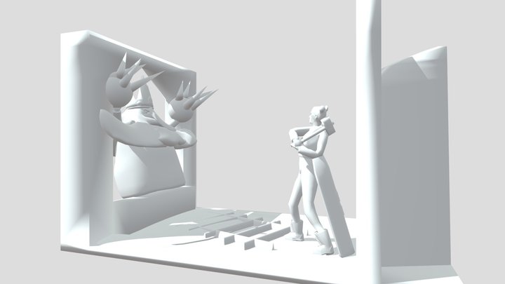 Harley Quinn vs Ice King scene 3D Model