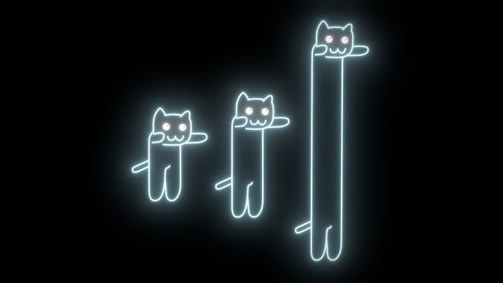 Loooong cat neon [EXPANDABLE, FREE] 3D Model