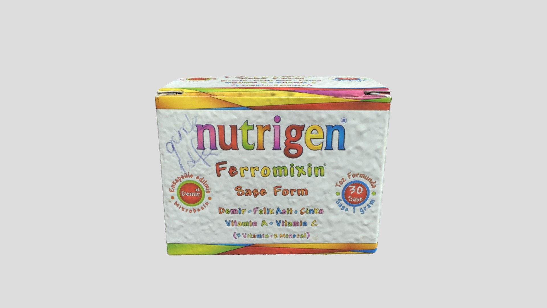 Cardboard box with text on it