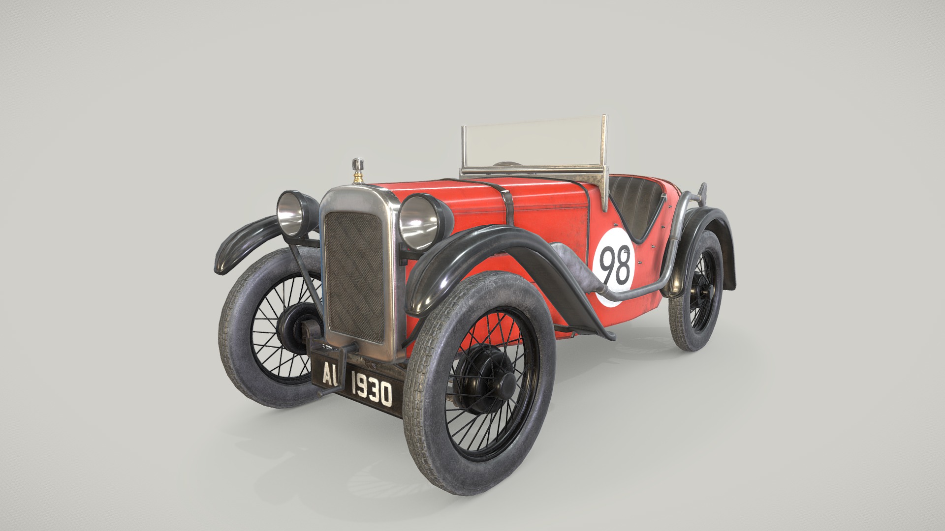 3D model Austin 7 Ulster - This is a 3D model of the Austin 7 Ulster. The 3D model is about a red car with a white background.