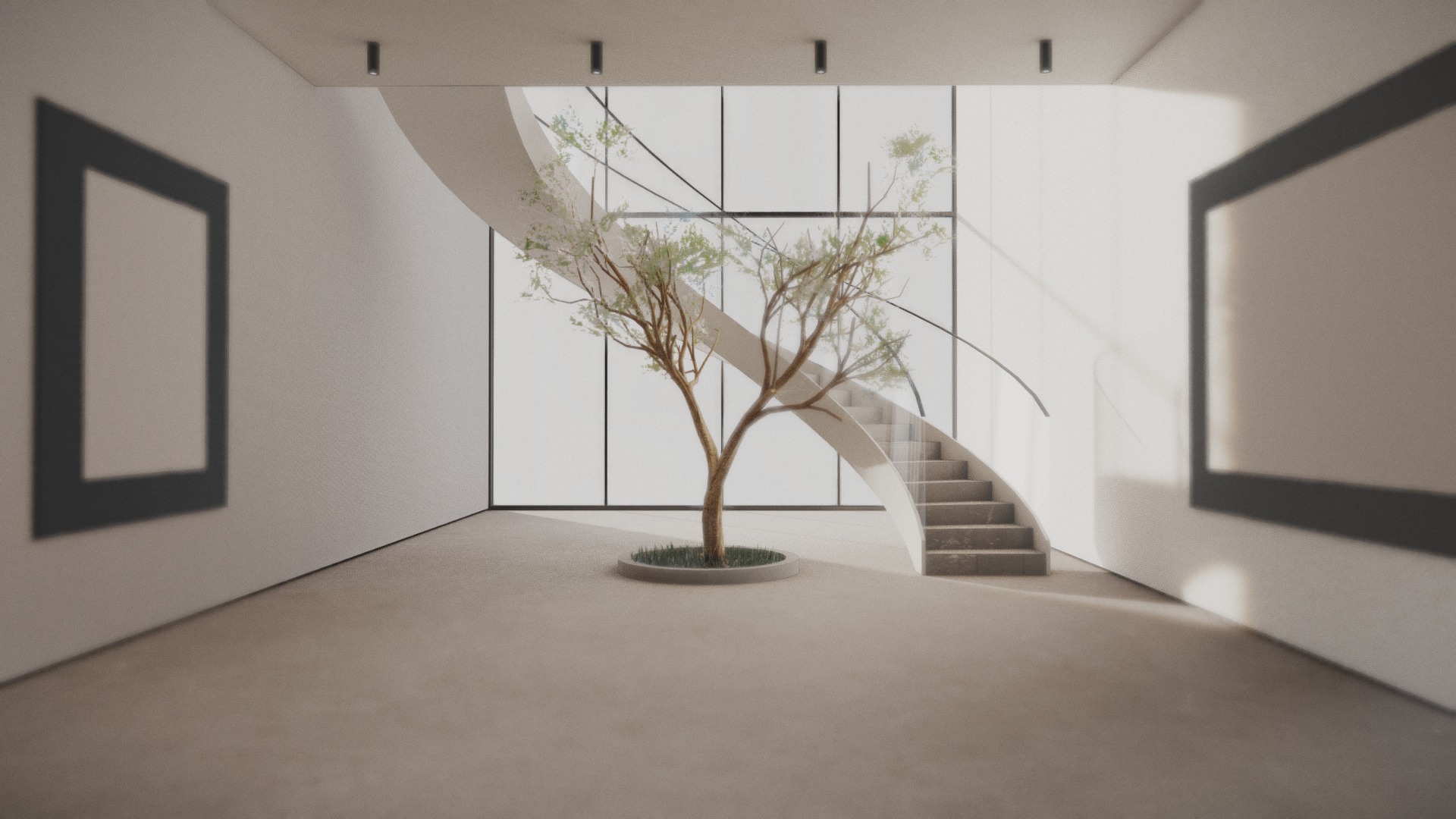 3D model VR Staircase Art Gallery 2018 - This is a 3D model of the VR Staircase Art Gallery 2018. The 3D model is about a tree in a room.