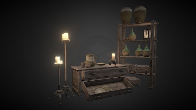 Medieval Environment Props 3D Model