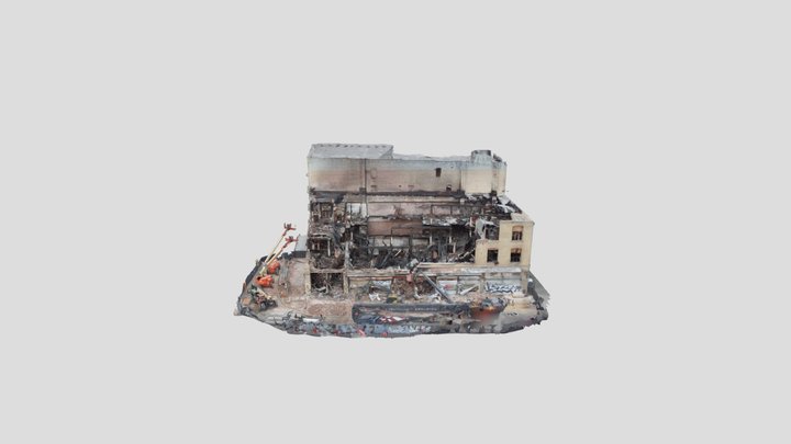 Burnt out building in Los Angeles 3D Model