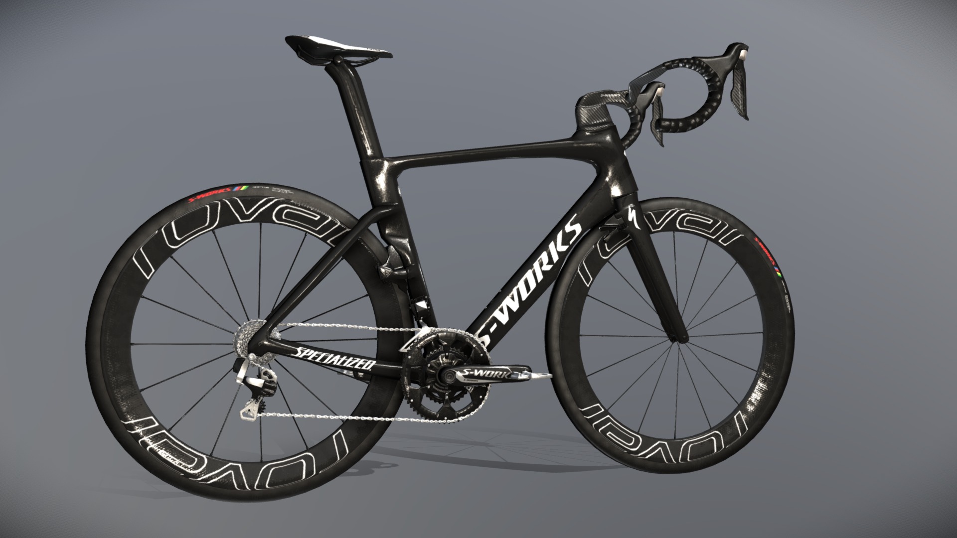 3D model S-Works Venge ViAS Di2 low_poly - This is a 3D model of the S-Works Venge ViAS Di2 low_poly. The 3D model is about a black and white bicycle.