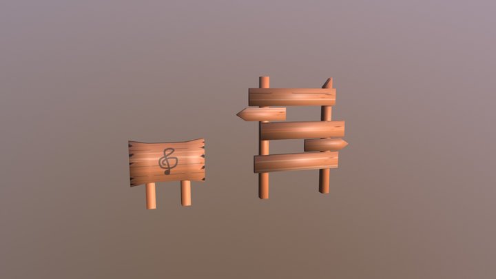 Wooden Signs 3D Model