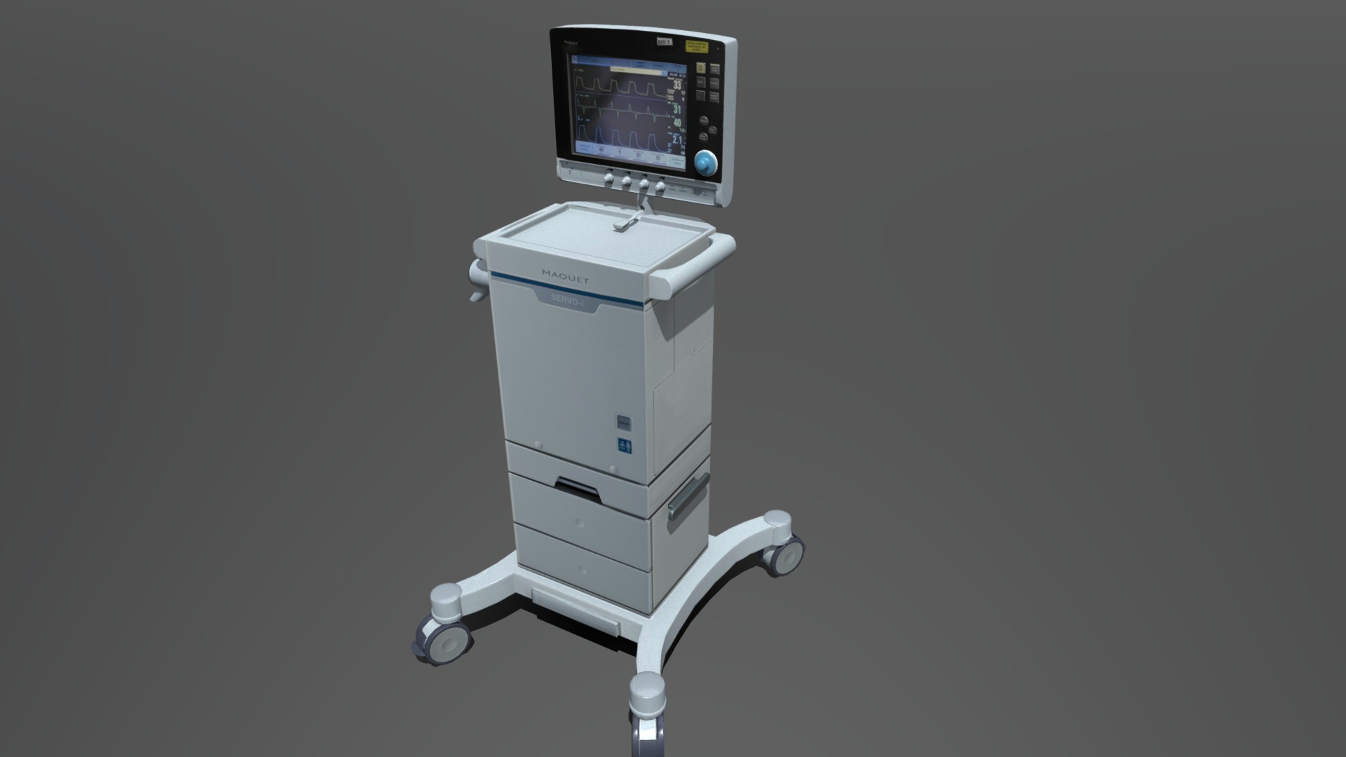 3D model SERVO-i  ventilator - This is a 3D model of the SERVO-i  ventilator. The 3D model is about graphical user interface.