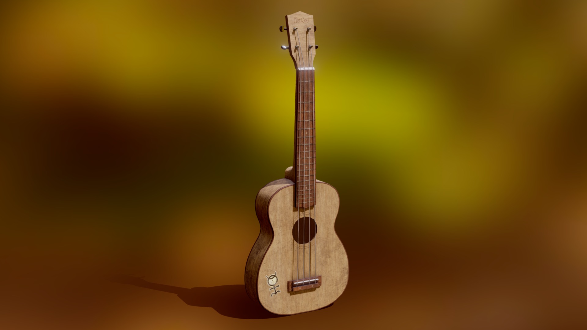 3D model Ukulele - This is a 3D model of the Ukulele. The 3D model is about a guitar on a stand.
