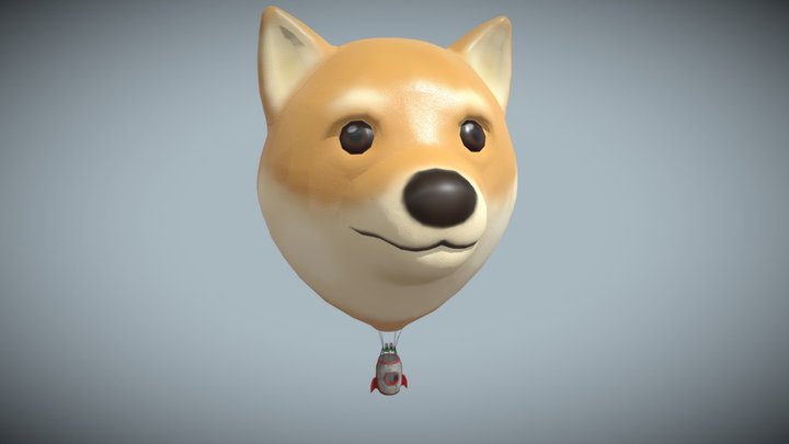 To The Moon Doge Hot Air Balloon 3D Model