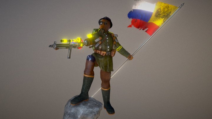 Русский солдат в эстетике стимпанка 3D Model