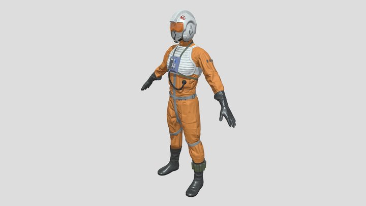 Star Wars X-wing Rebel Flight Suit (rigged) 3D Model