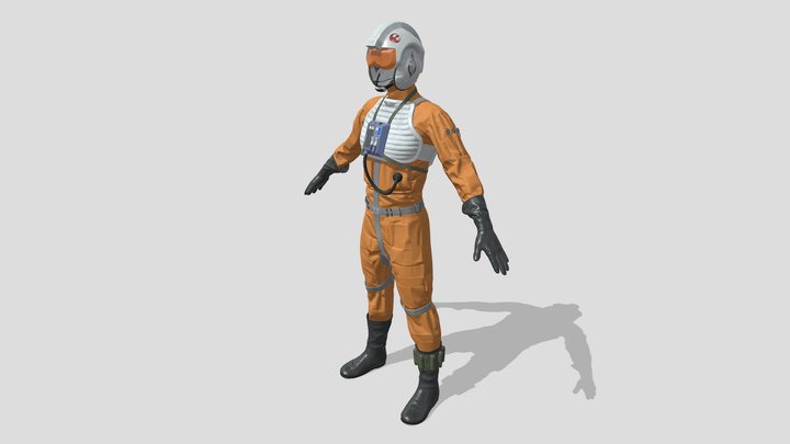 Star Wars X-wing Rebel Flight Suit (rigged) 3D Model