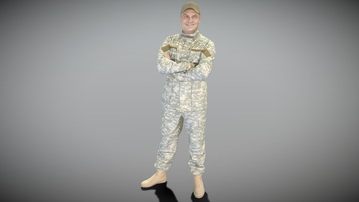 Soldier in American military uniform smiling 207 3D Model
