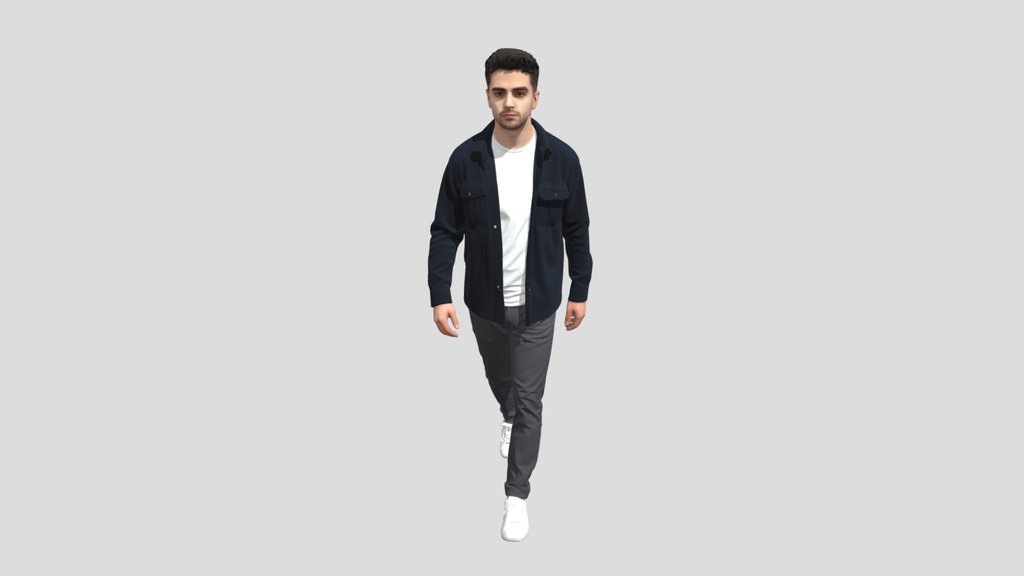 Casual Walk in a Navy Corduroy Jacket