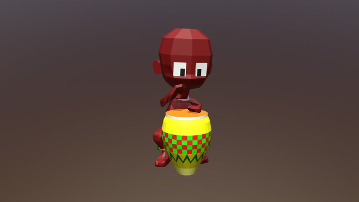 African tribeman playing bongo 3D Model