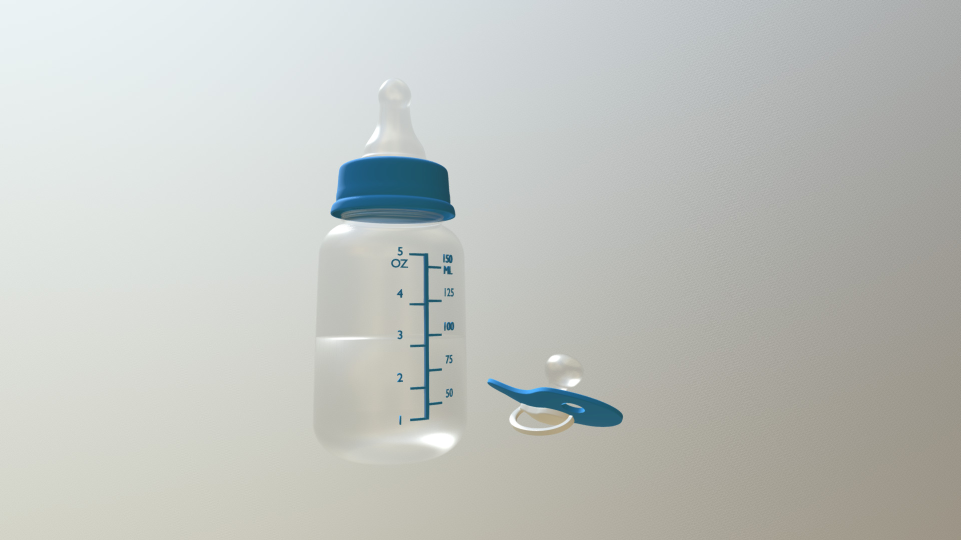 3D model Babies Bottle and Dummy - This is a 3D model of the Babies Bottle and Dummy. The 3D model is about a bottle of medicine.