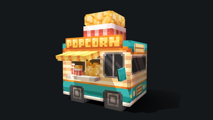 Popcorn Food truck 3D Model