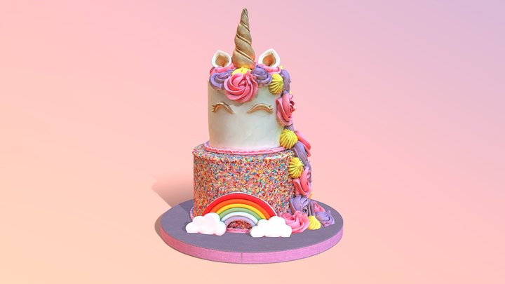 Tiered Unicorn Cake 3D Model