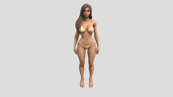 Draw me a female model in a bikini 3D Model