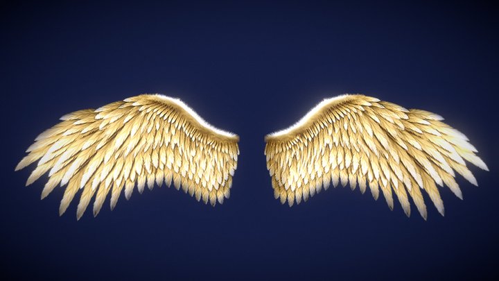 Golden Angel Wings 3D Model