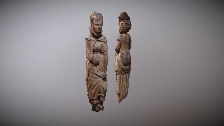 2 Decorative Wooden Figures 3D Model