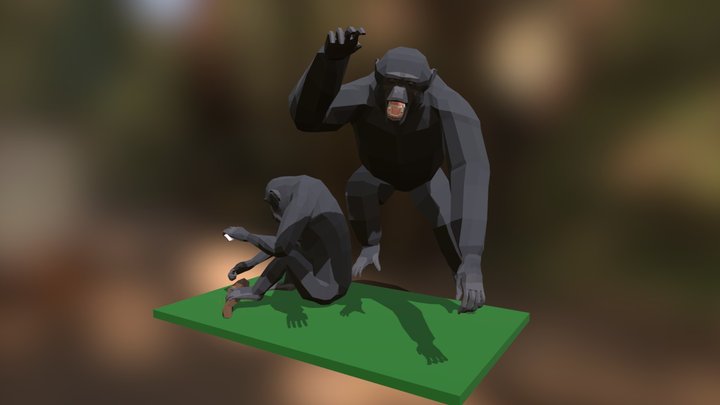 Two Chimpanzees 3D Model