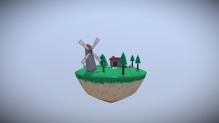 Floating Island Diorama 3D Model