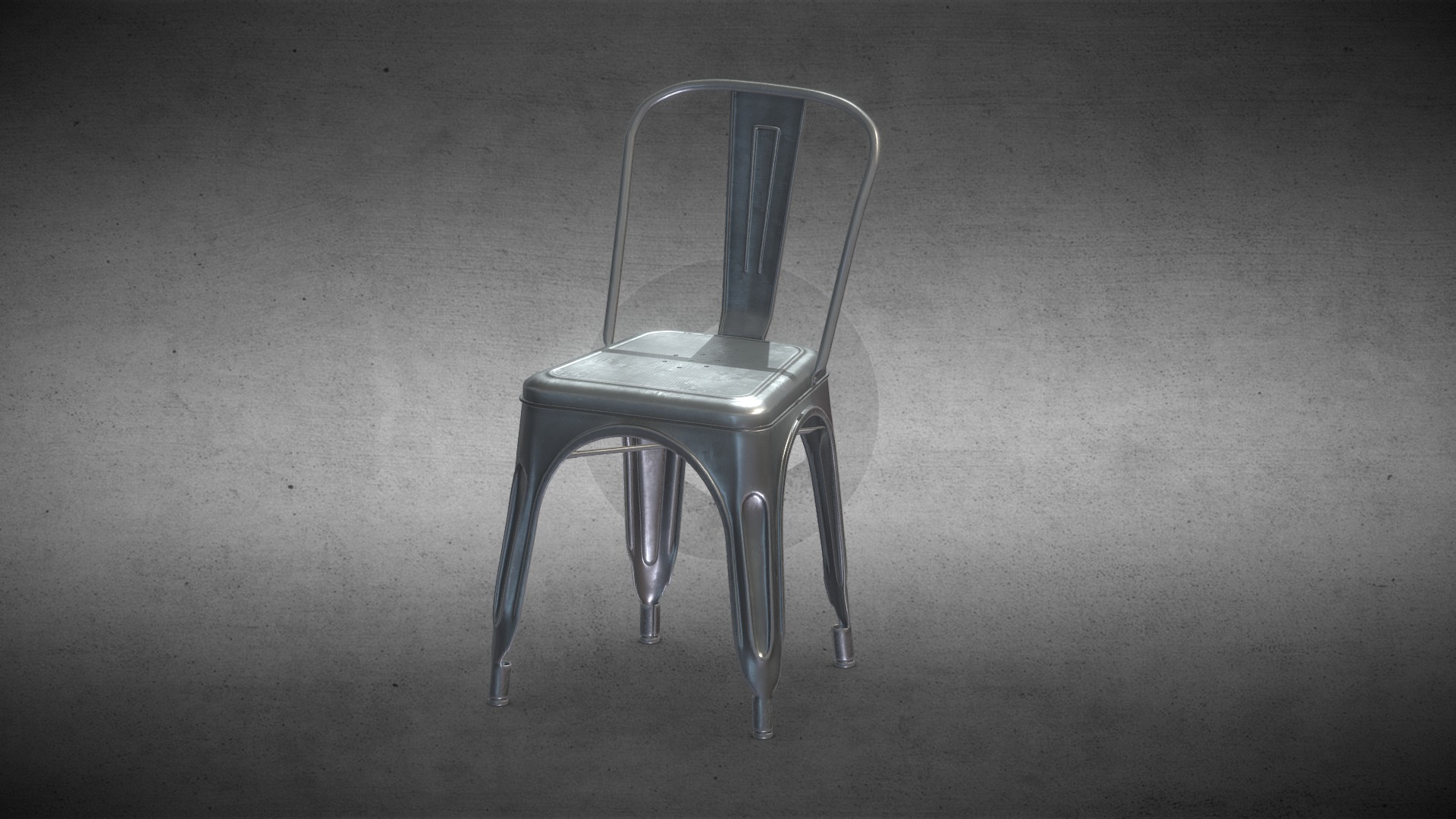 3D model Tolix Chair - This is a 3D model of the Tolix Chair. The 3D model is about a chair on the floor.