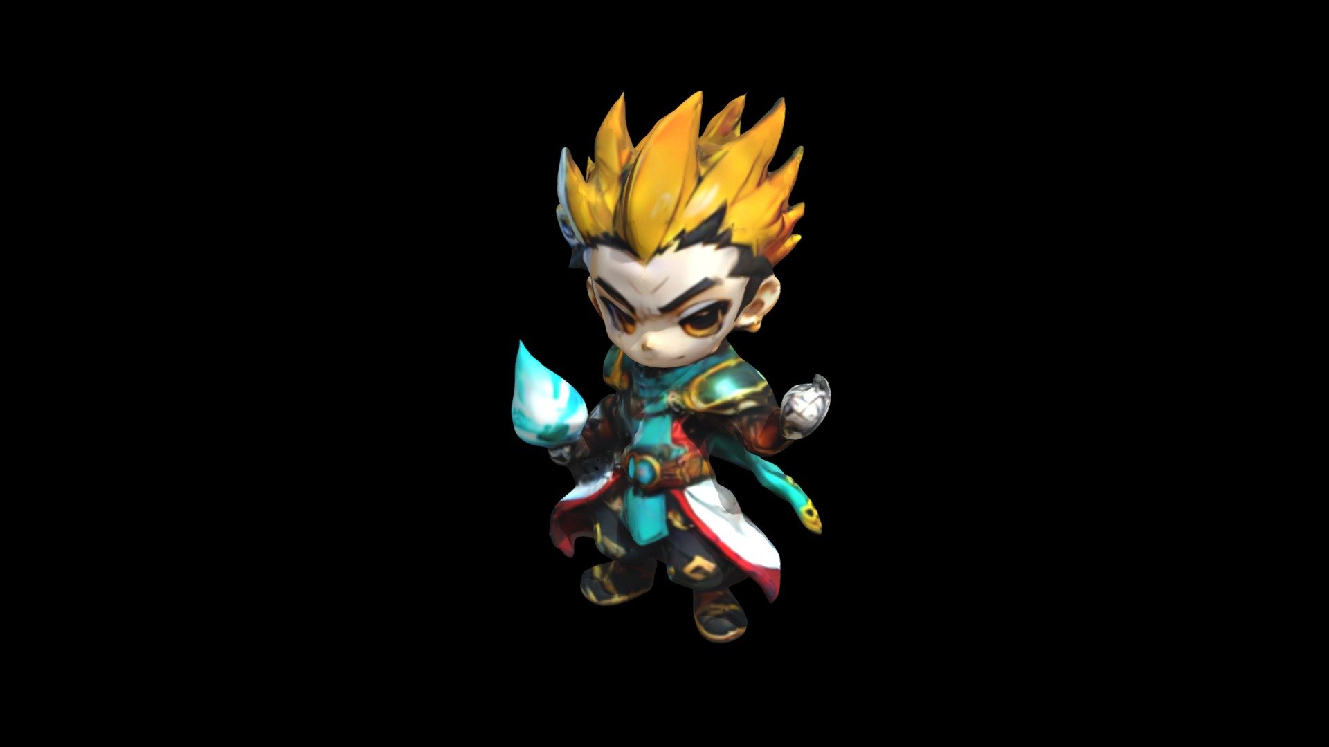 A fierce young warrior cartoon character with ye - Download Free 3D ...