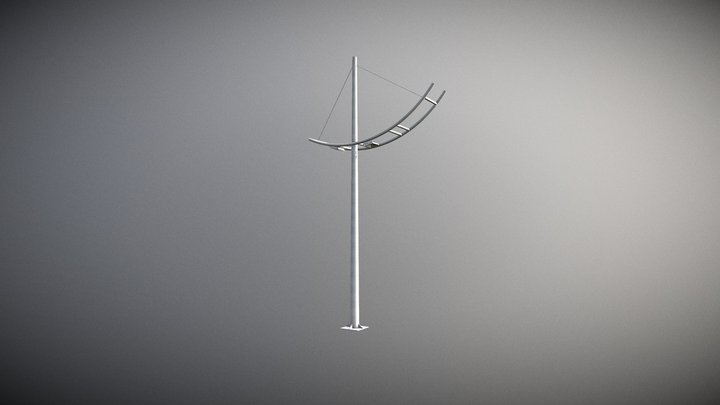 Poste  C/ Refletores led slim 50W 3000k IP65 3D Model