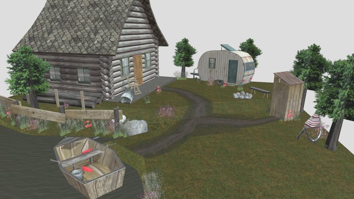 DAE Diorama - A houseby the lake 3D Model